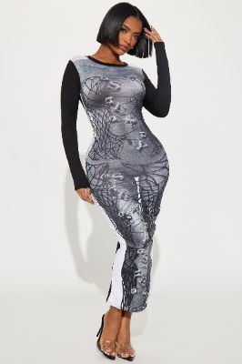 Sexy Side Maxi Dress - Black/combo sold by Fashion Nova