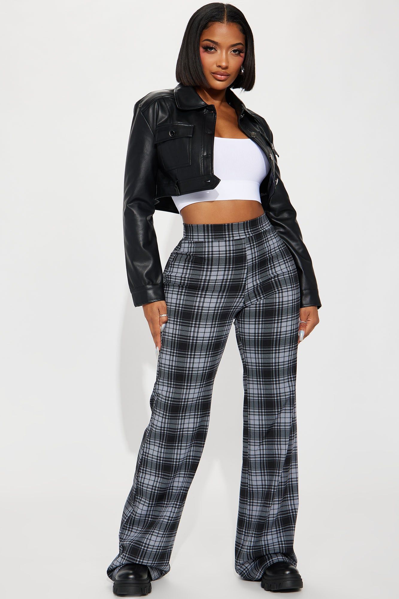 Jahia Flare Pants - Grey/combo sold by Fashion Nova