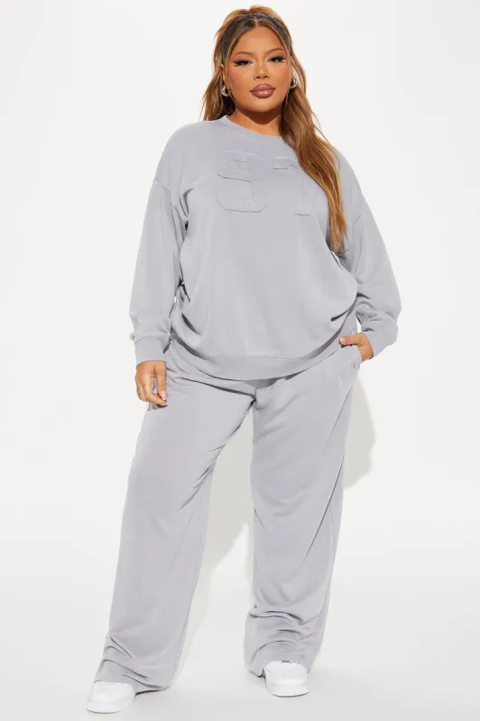 Lounging Mood Washed Pant Set - Grey sold by Fashion Nova