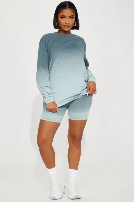 Fading Away Long Sleeve Short Set - Sage sold by Fashion Nova