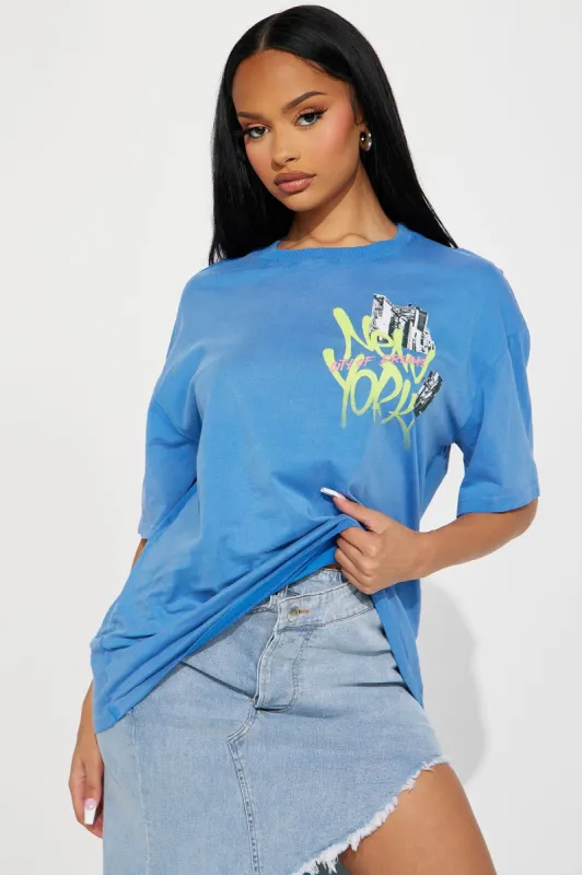 New York Dreams Washed Tshirt - Blue sold by Fashion Nova