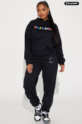 Playboy Bunny Embroidered Jogger - Black sold by Fashion Nova