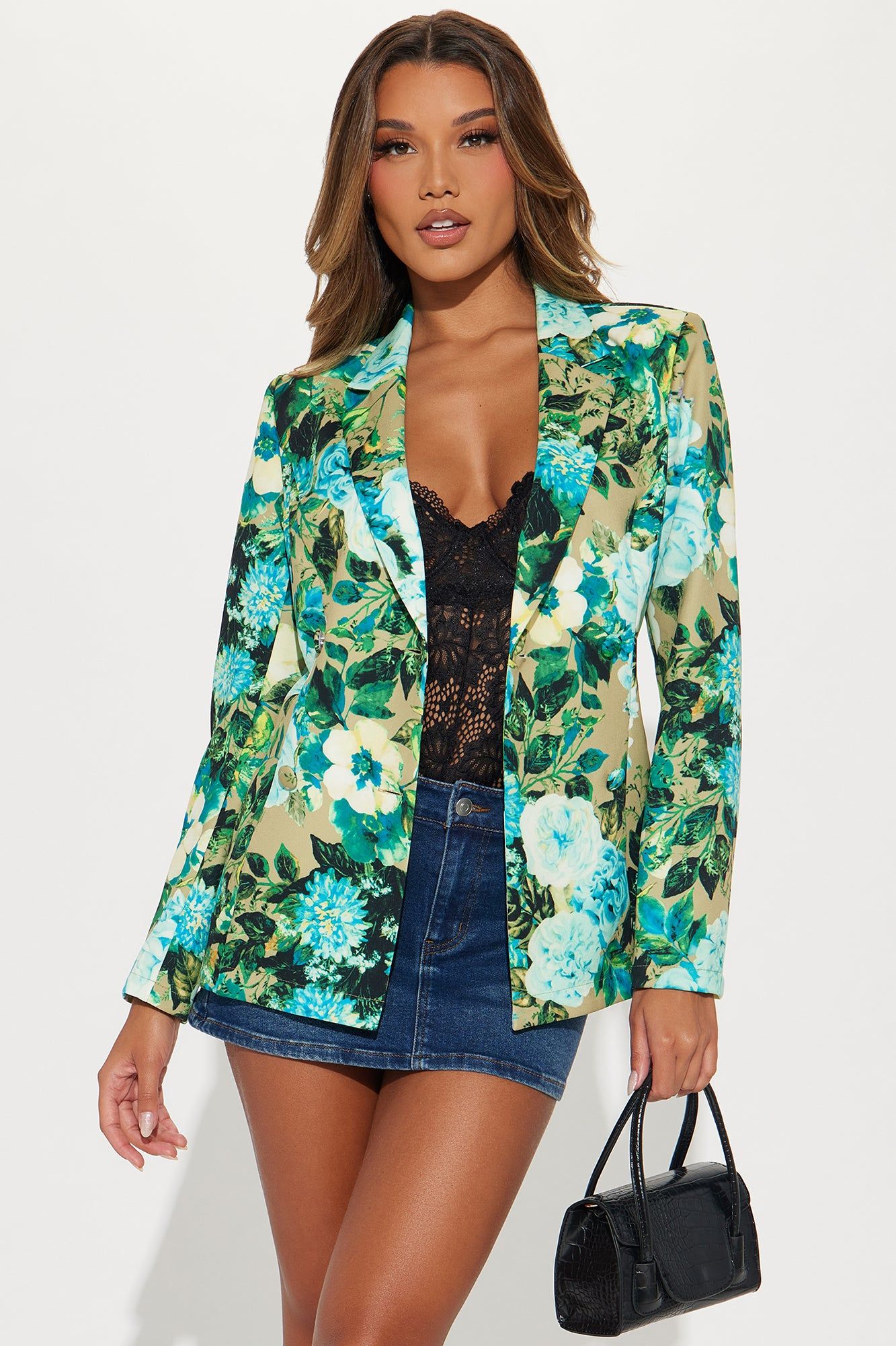 Lovely Lady Floral Blazer - Green/combo sold by Fashion Nova