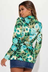 Lovely Lady Floral Blazer - Green/combo sold by Fashion Nova