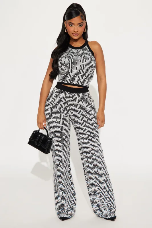 In A Wind Sweater Pant Set - Black/combo sold by Fashion Nova