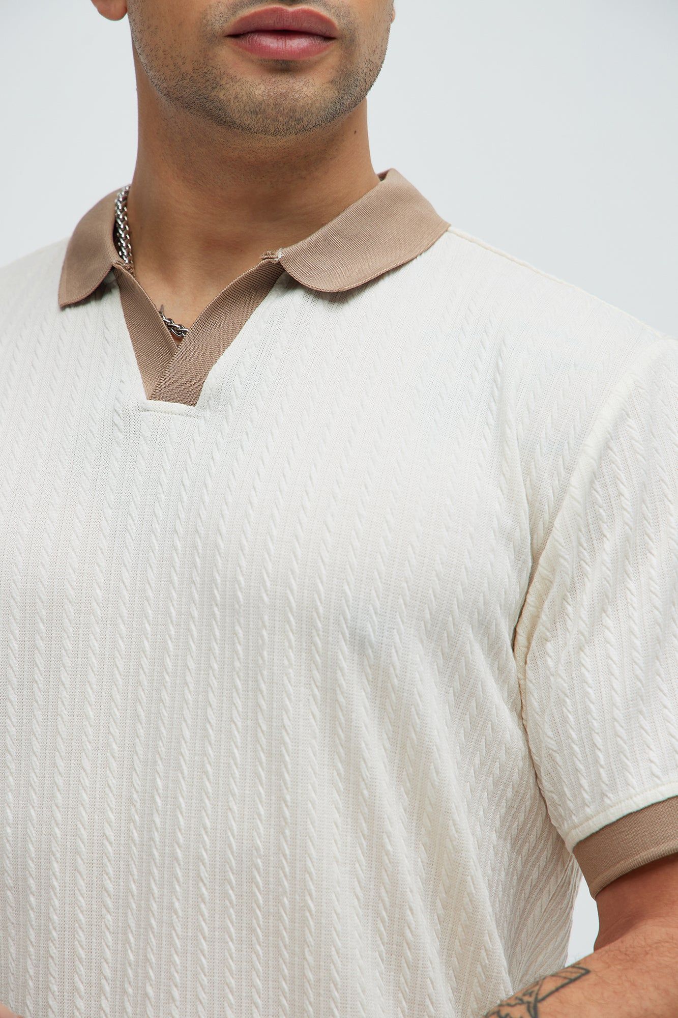 Dog In Me Textured Polo - Off White/combo sold by Fashion Nova product image thumbnail 3