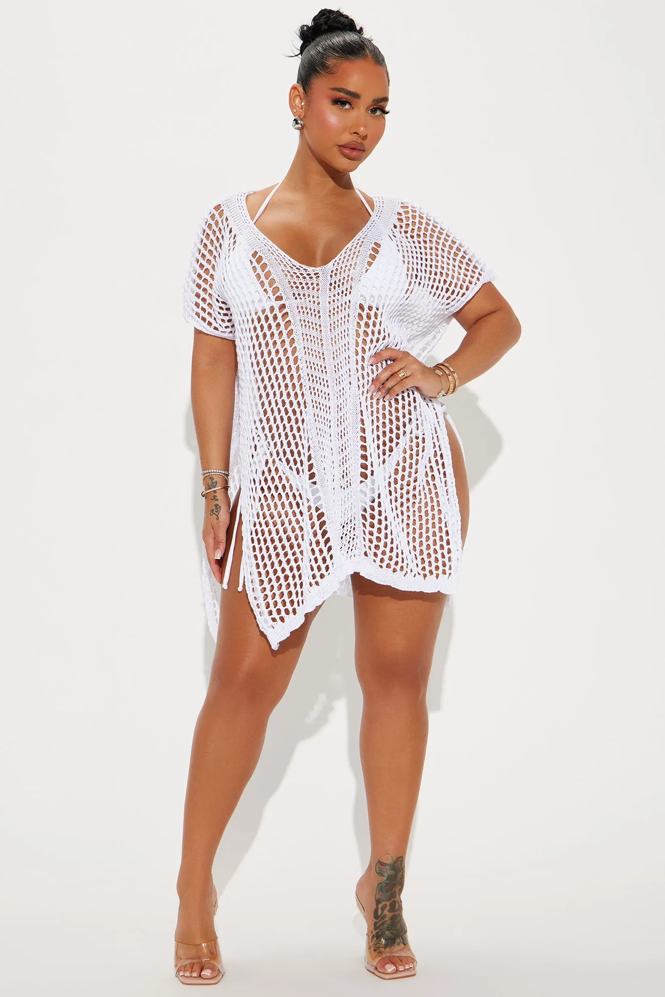 Seaside Vacation Slits Cover Up Dress - White sold by Fashion Nova product image thumbnail 2