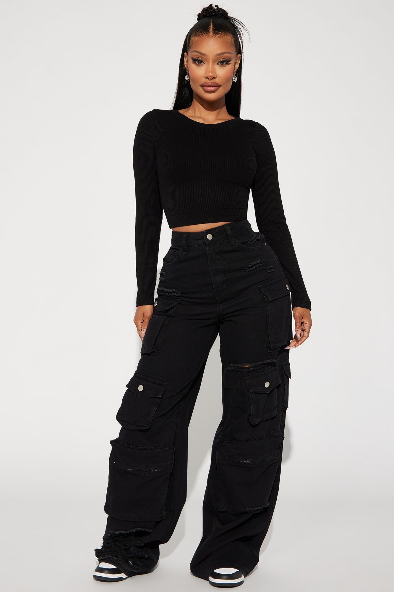 Jaclyn Cropped Long Sleeve Top - Black sold by Fashion Nova product image thumbnail 2