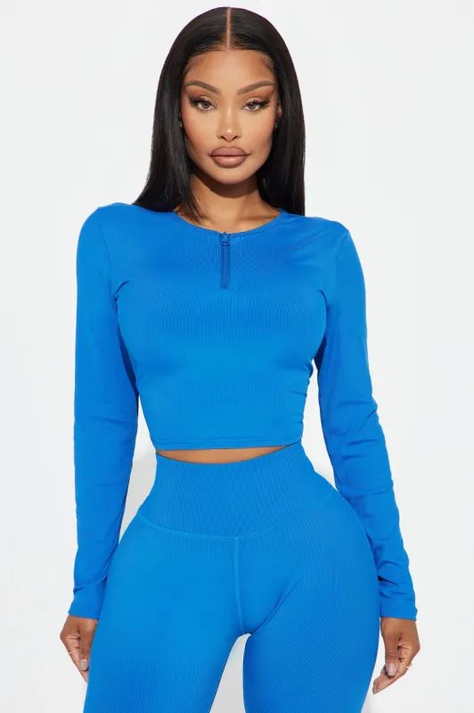 Wellness Ribbed Active Top - Royal sold by Fashion Nova