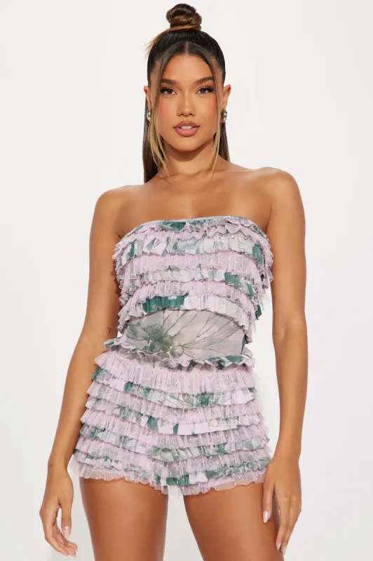 Prettiest Of Them All Romper - Pink/combo sold by Fashion Nova