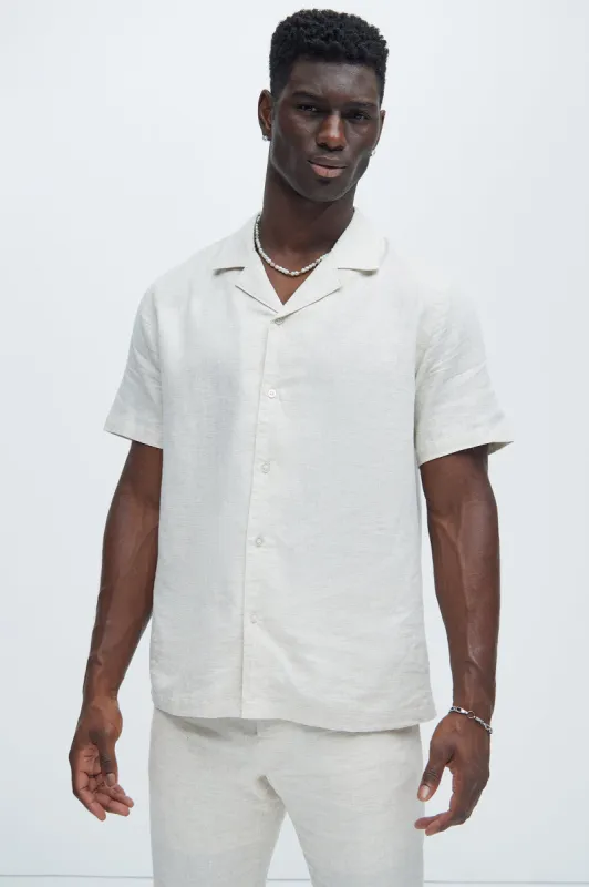 Bahamas Linen Shirt - Oatmeal sold by Fashion Nova
