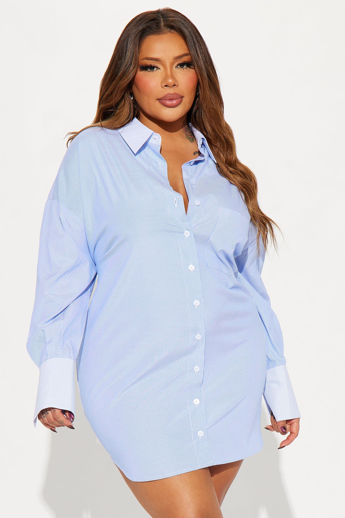 Esmeralda Mini Shirt Dress - Blue sold by Fashion Nova product image thumbnail 4