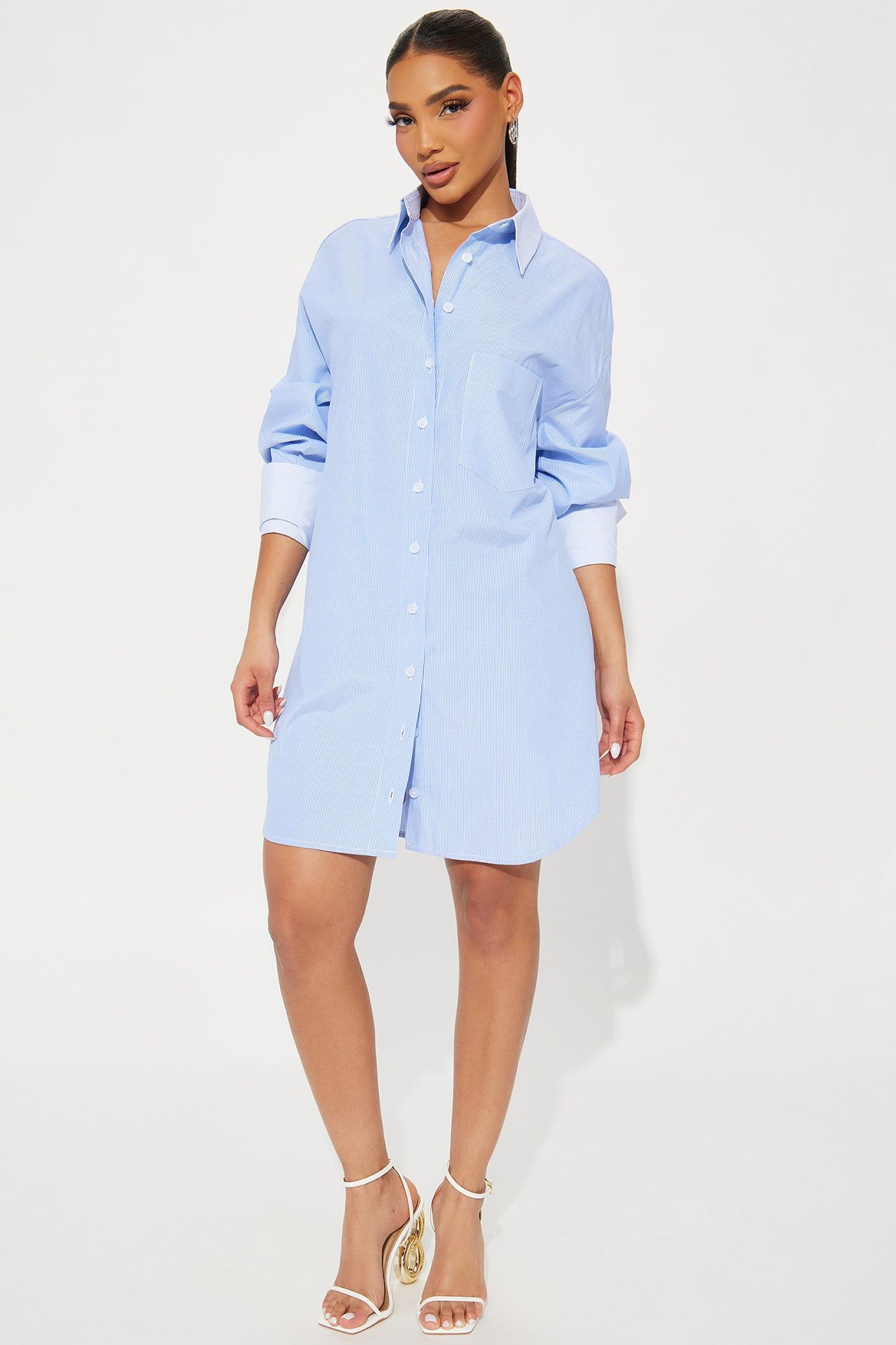 Esmeralda Mini Shirt Dress - Blue sold by Fashion Nova product image thumbnail 2
