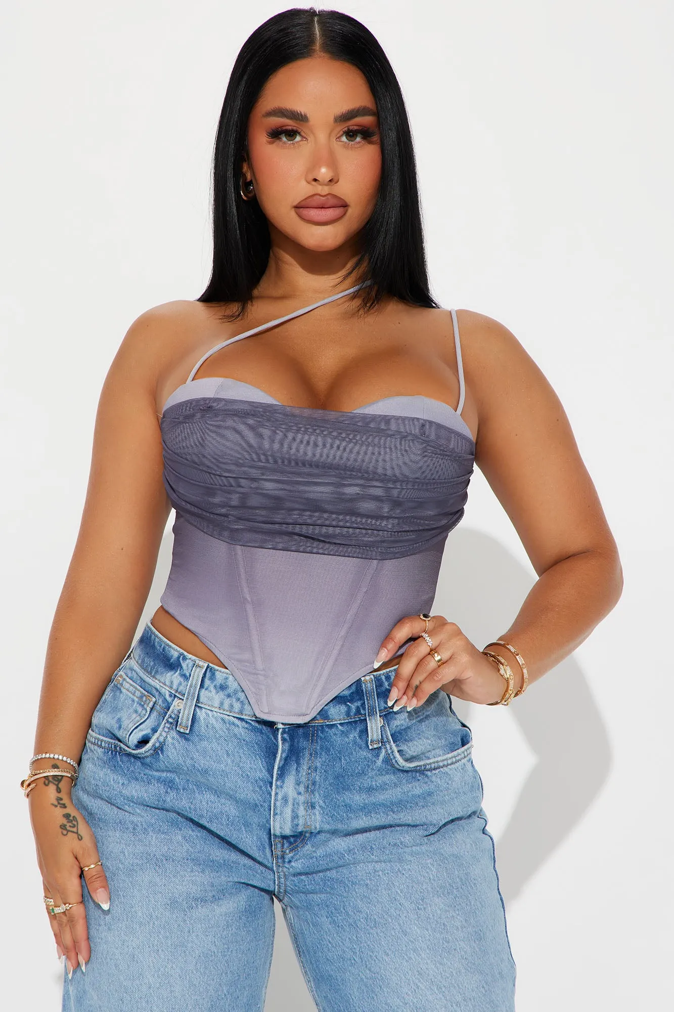 Day To Night Ombre Corset Top - Gray/combo sold by Fashion Nova