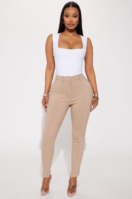Raise The Bar Skinny Trouser - Khaki sold by Fashion Nova