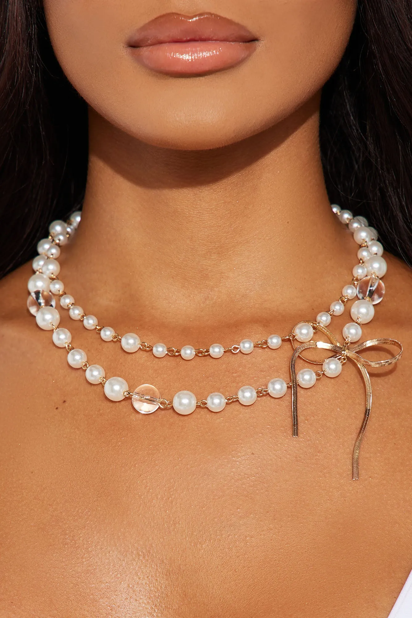 Lady May Necklace - White/Gold sold by Fashion Nova