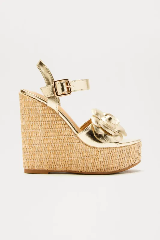 Sierrah Platform Wedges - Gold sold by Fashion Nova