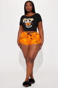 Howdy Pumpkin PJ Short Set - Black/Orange sold by Fashion Nova