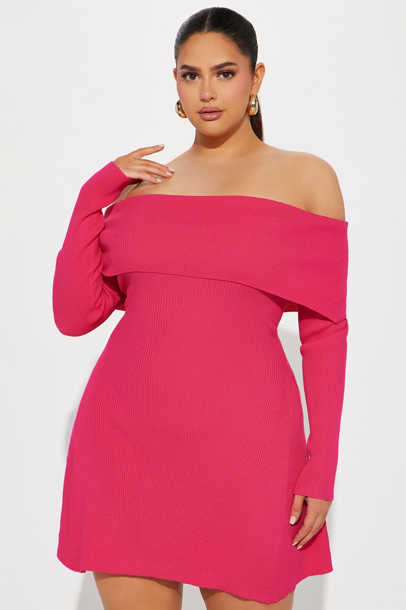 Amara Sweater Mini Dress - Fuchsia sold by Fashion Nova product image thumbnail 4