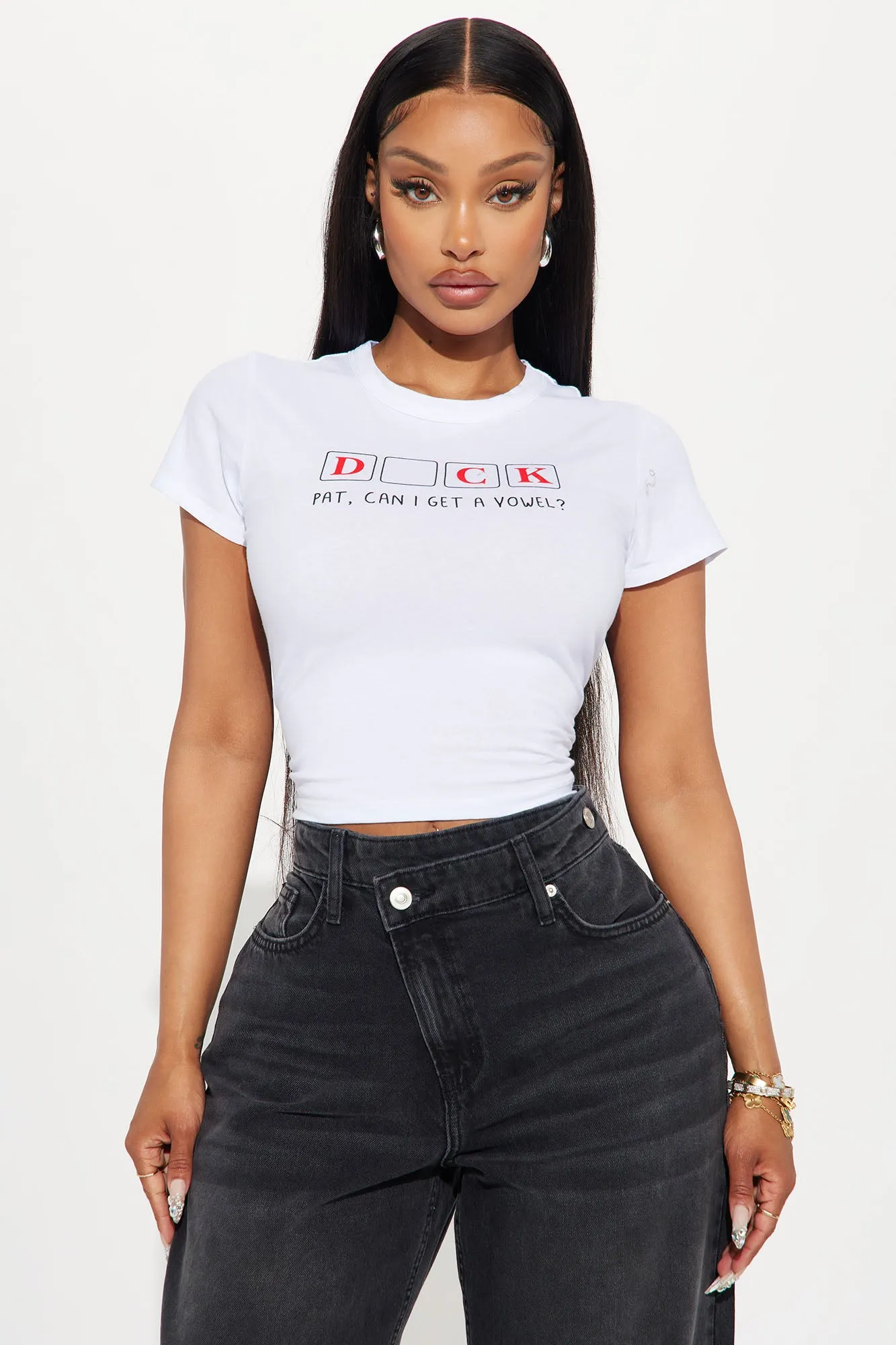 I'd Like To Buy A Vowel Tee - White sold by Fashion Nova