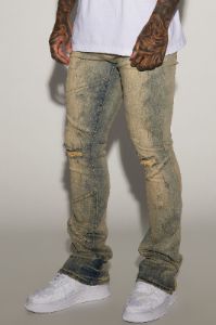 Lowkey Panel Stacked Skinny Flare Jeans - Medium Wash sold by Fashion Nova