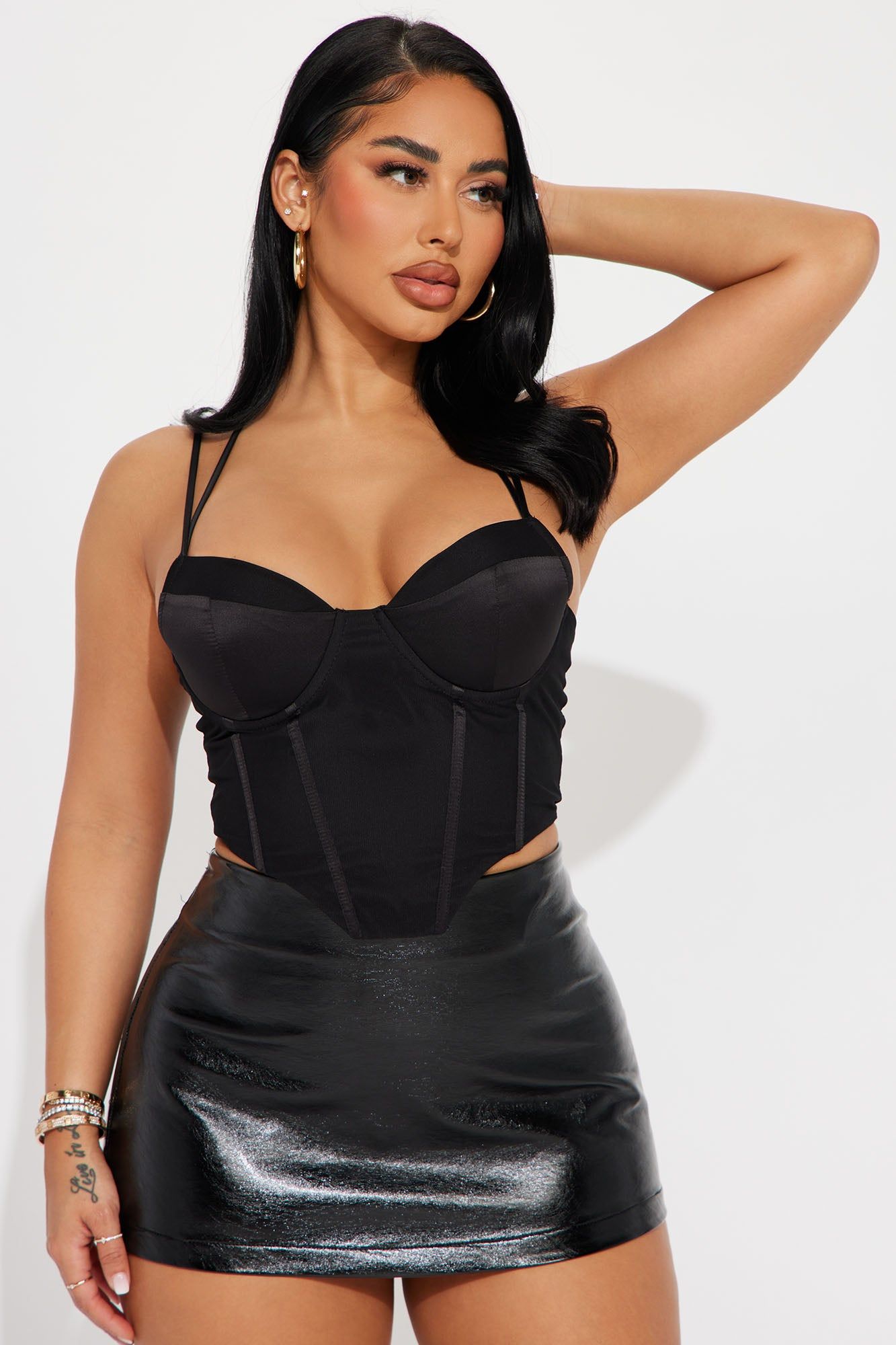 Love Lust Mesh Corset Top - Black sold by Fashion Nova