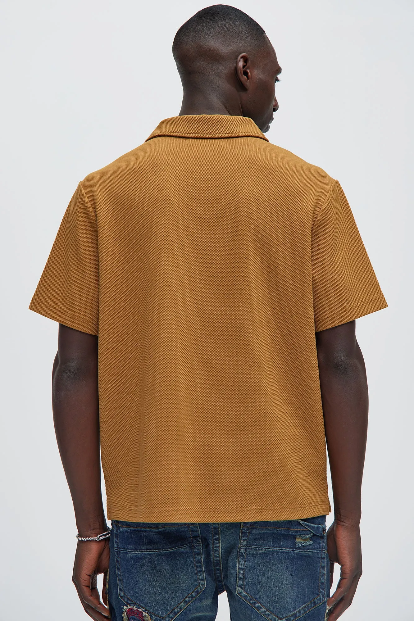 Kamryn Textured Short Sleeve Polo - LightBrown sold by Fashion Nova product image thumbnail 4