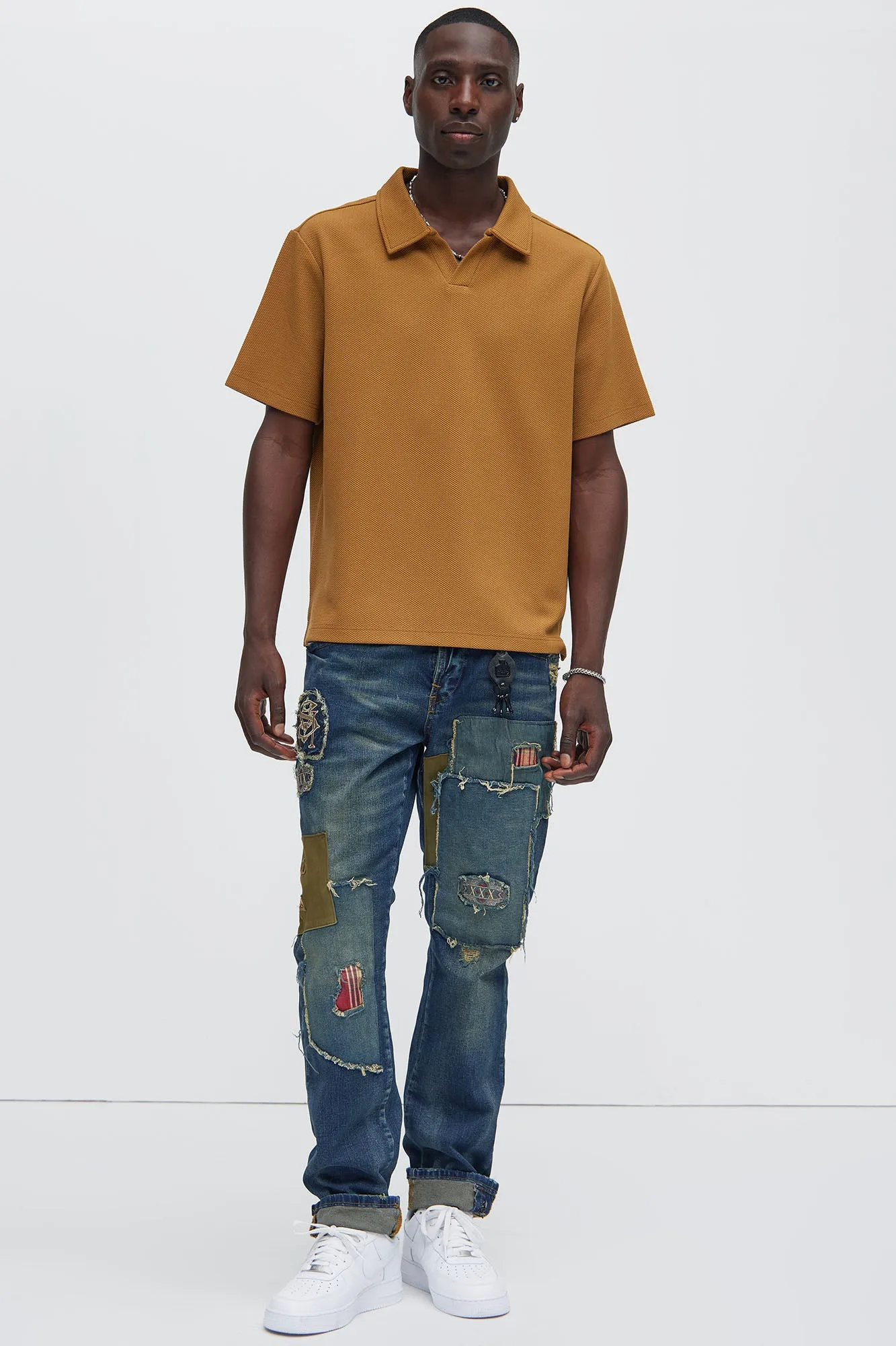 Kamryn Textured Short Sleeve Polo - LightBrown sold by Fashion Nova product image thumbnail 2