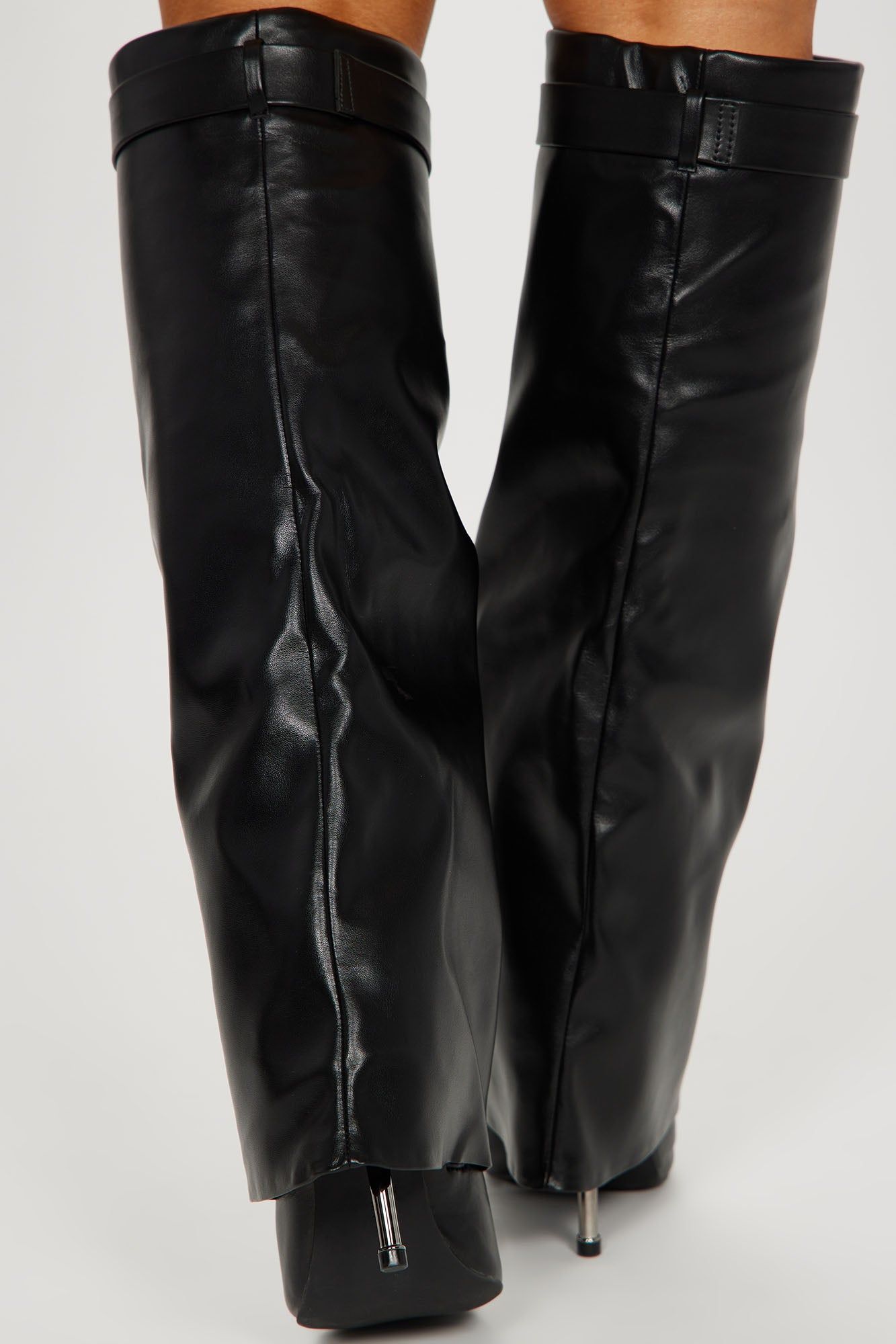 Natalia Overlay Knee High Boots - Black sold by Fashion Nova product image thumbnail 4