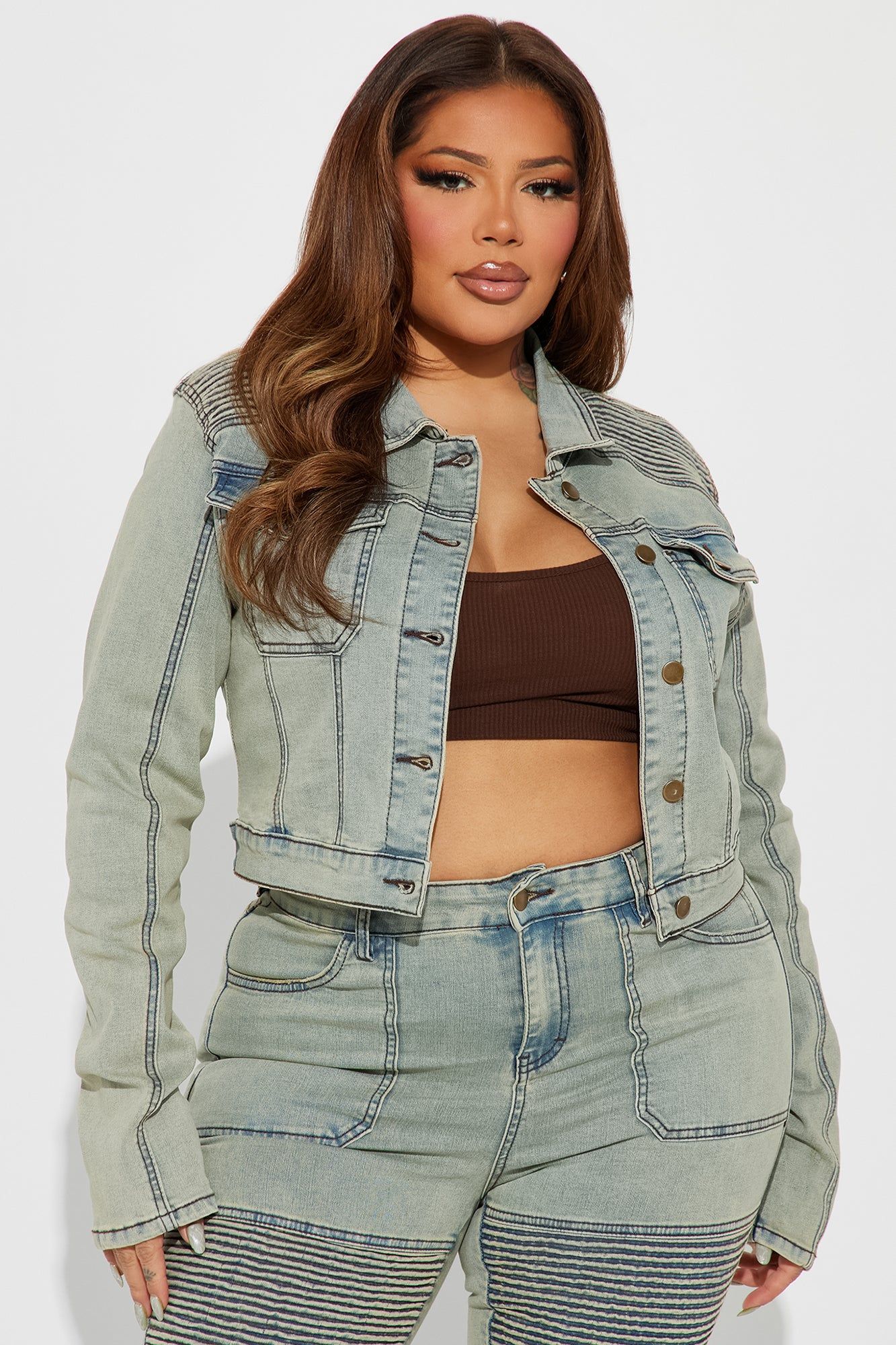 Getting Heated Denim Moto Jacket - Light Wash sold by Fashion Nova product image thumbnail 4