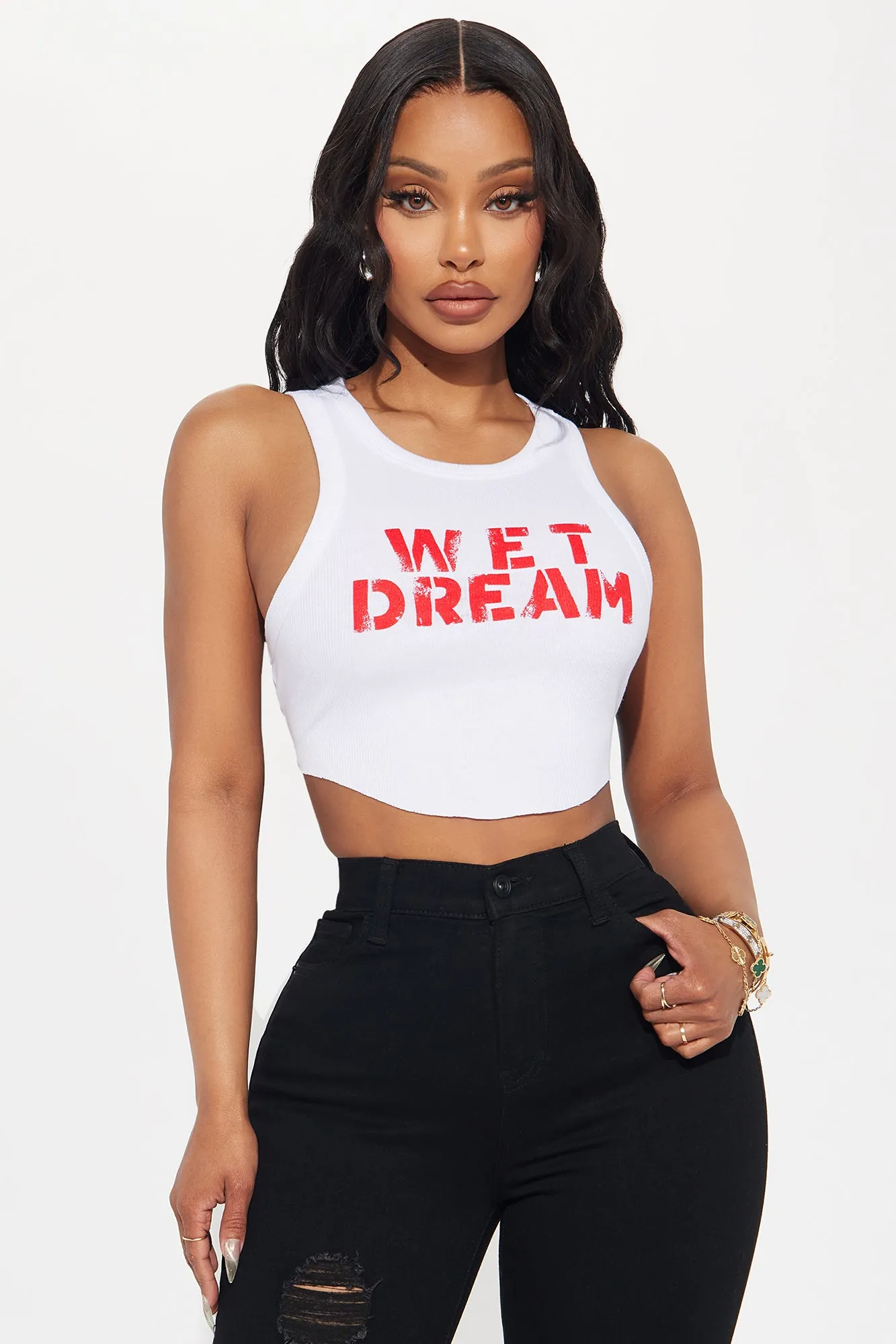 Wet Dream Ribbed Top - White sold by Fashion Nova