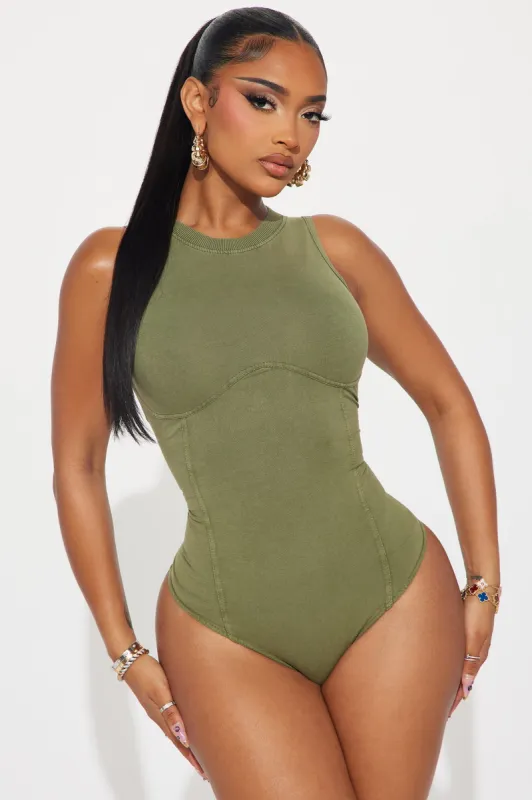 Santana Washed Bodysuit - Olive sold by Fashion Nova