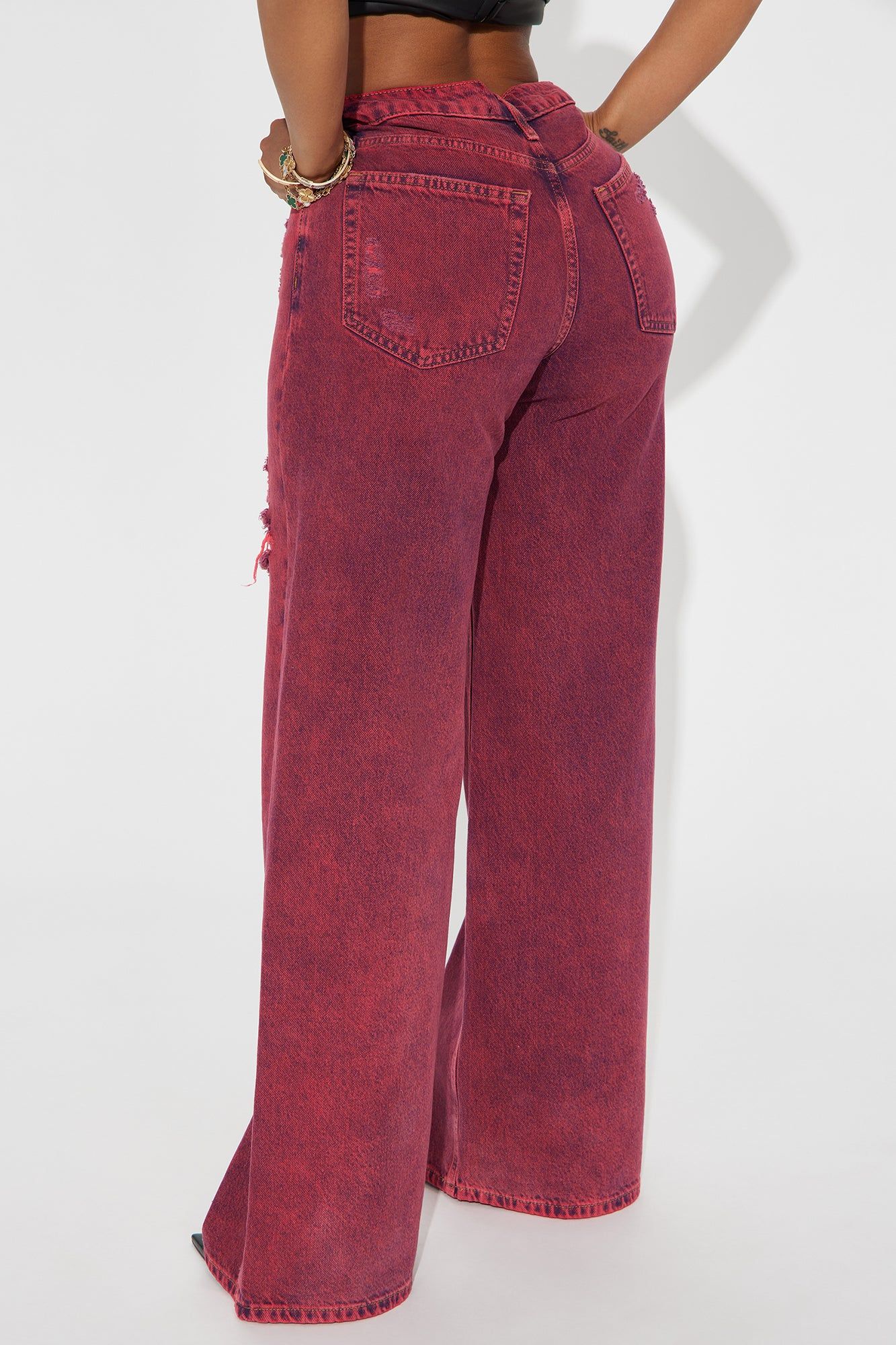 Good Advice Wide Leg Jeans - Red sold by Fashion Nova product image thumbnail 3