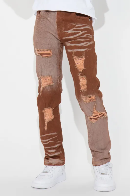 Mini Rough Rider Ombre Denim Jean - Brown sold by Fashion Nova