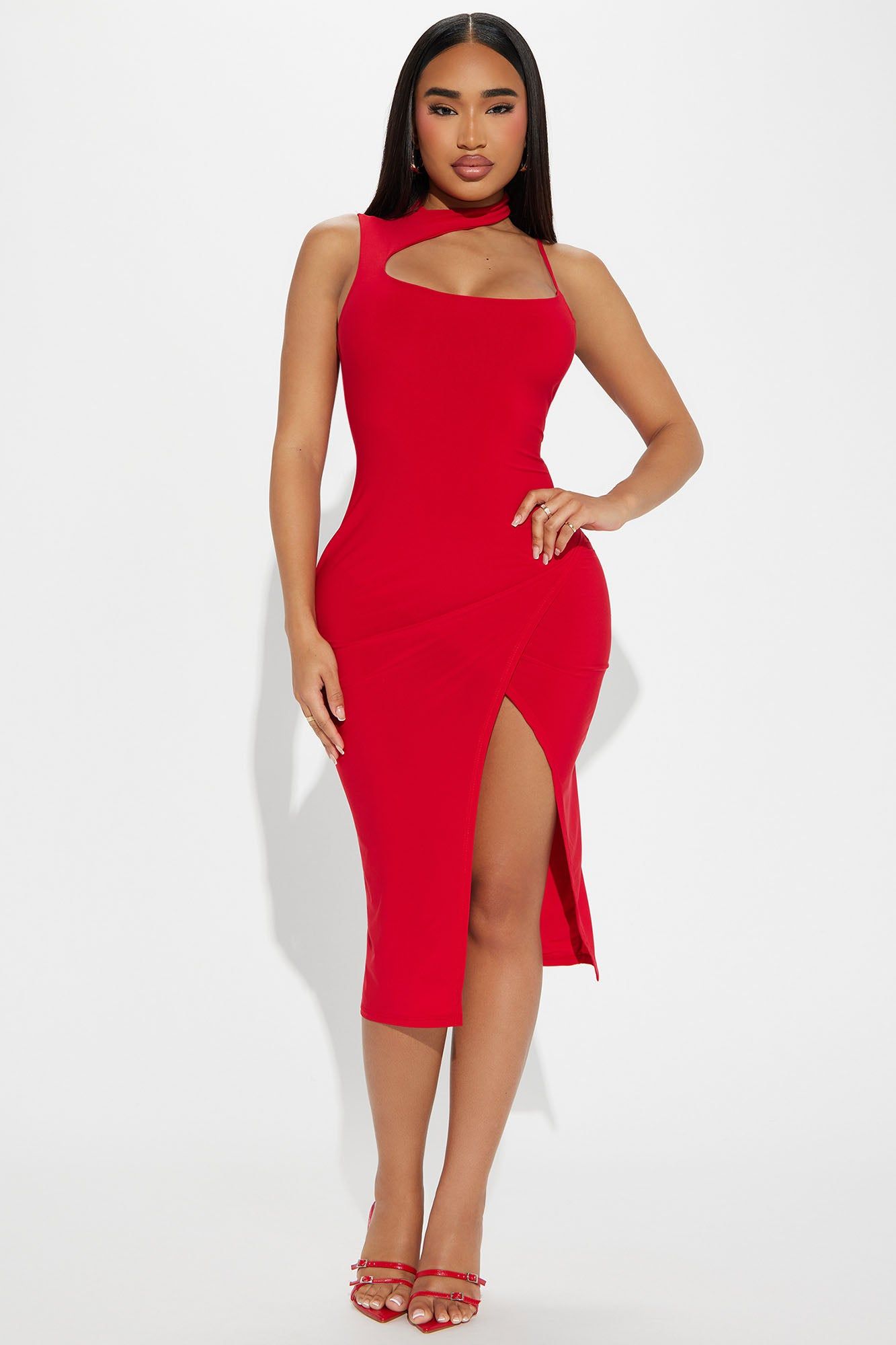 Top Of The Line Midi Dress - Red sold by Fashion Nova