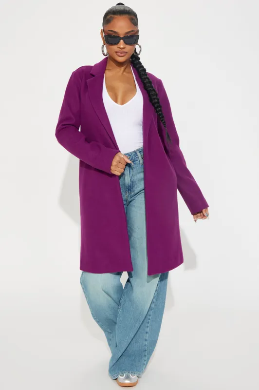 Long Nights Wool Coat - Plum made by Fashion Nova