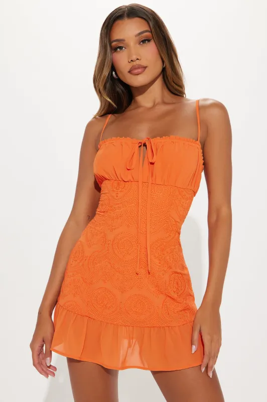 Cora Crepe Mini Dress - Orange sold by Fashion Nova