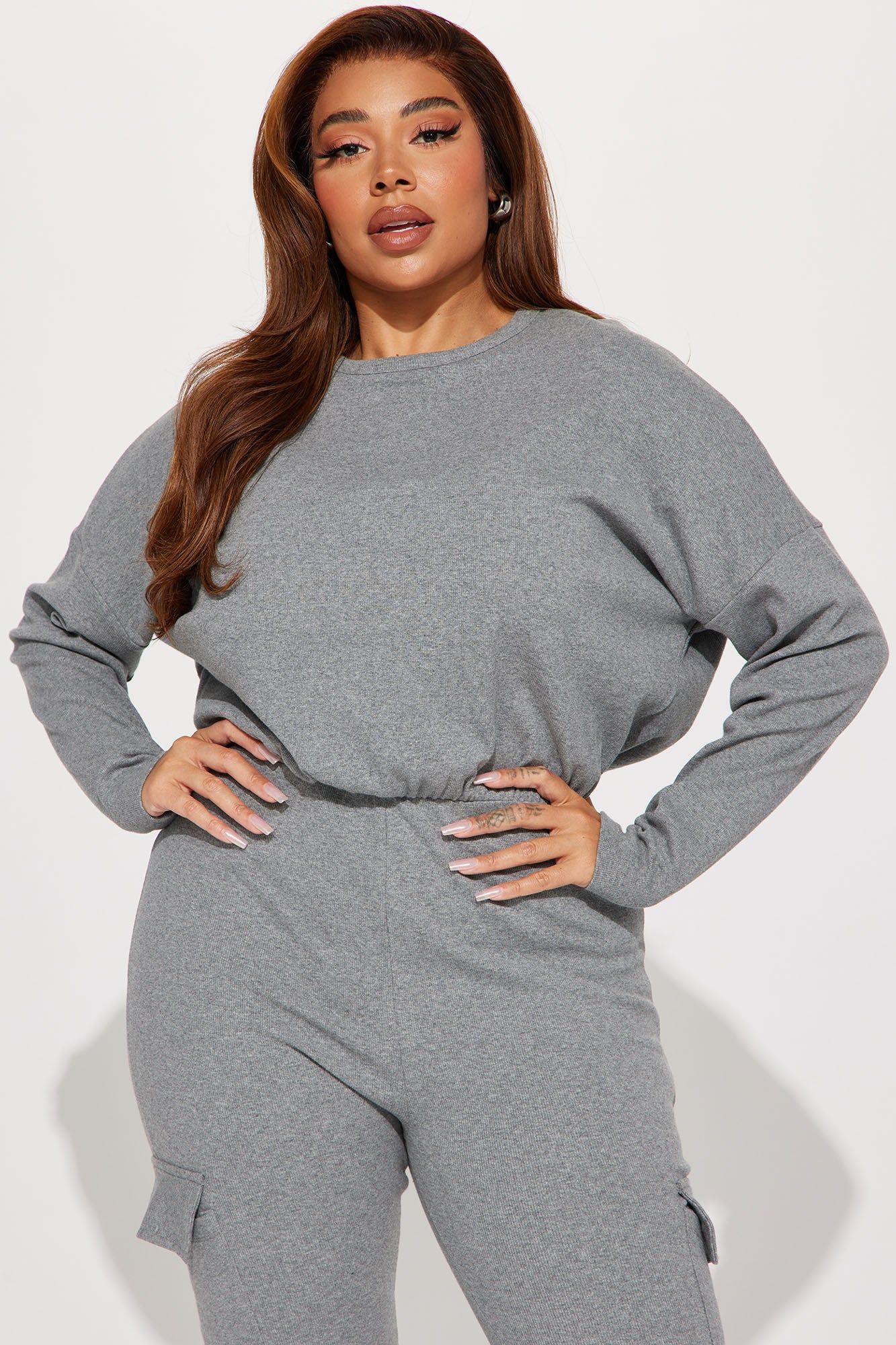 Airport Lounging Jumpsuit - Heather Grey sold by Fashion Nova product image thumbnail 5