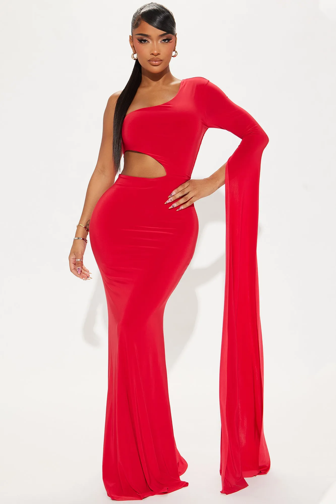 Not The Drama Gown - Red sold by Fashion Nova