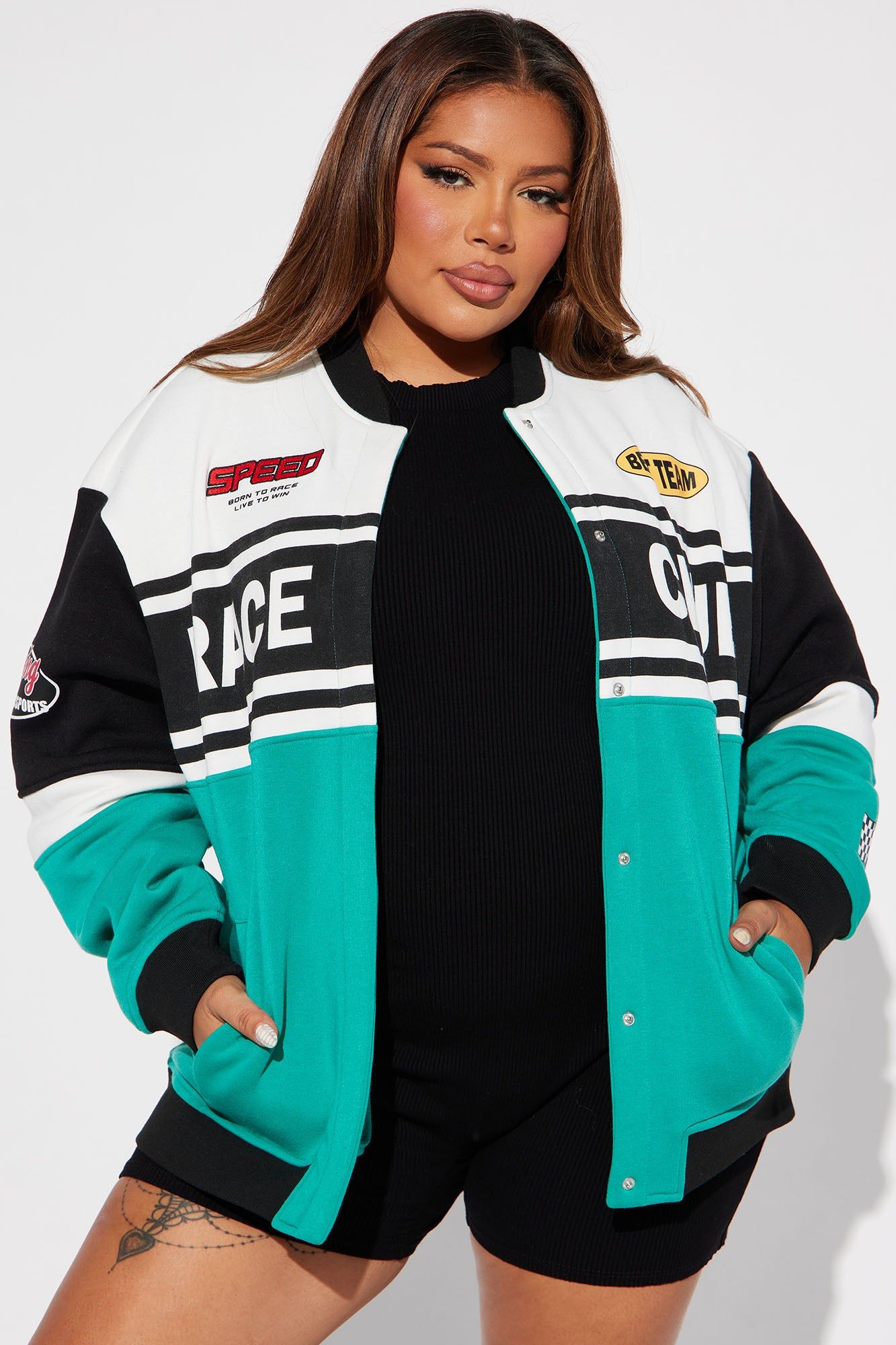 Start Your Engines Bomber Jacket - Green/combo sold by Fashion Nova product image thumbnail 8
