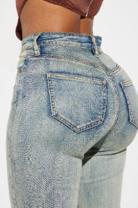 Set The Scene Stretch Stacked Straight Leg Jeans - Vintage Wash sold by Fashion Nova