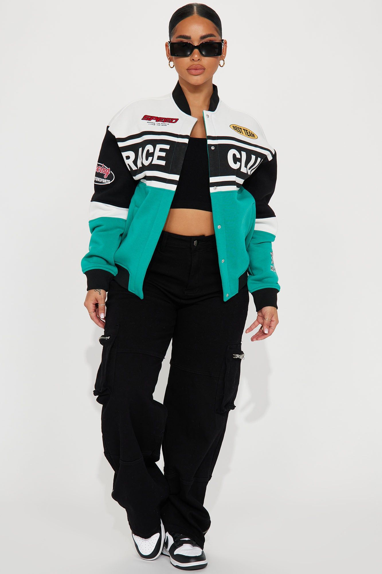 Start Your Engines Bomber Jacket - Green/combo sold by Fashion Nova product image thumbnail 2