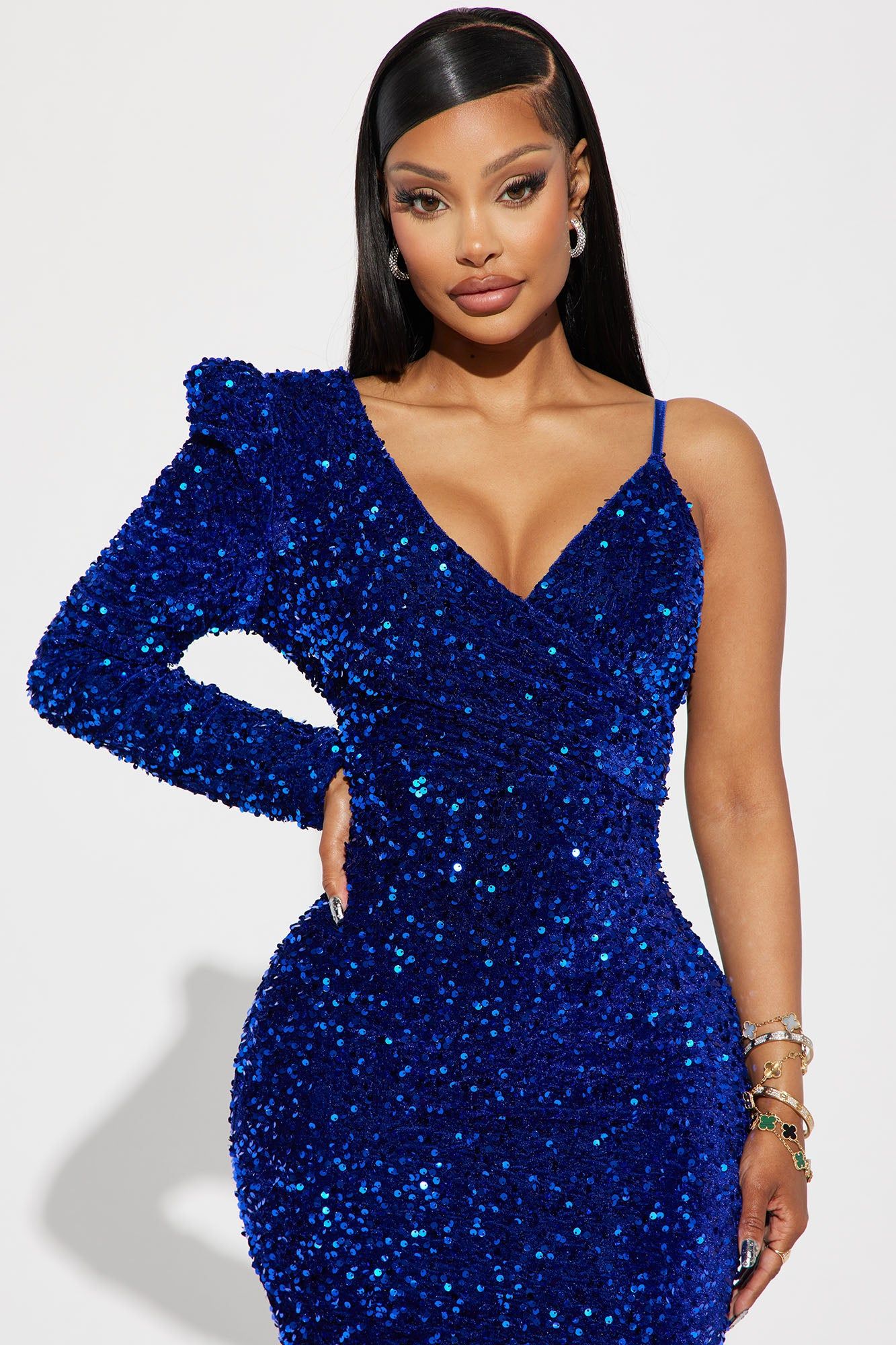 Tyra One Shoulder Sequin Gown - Royal sold by Fashion Nova product image thumbnail 2