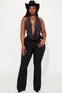 Country Girl Cowl Neck Top - Black sold by Fashion Nova