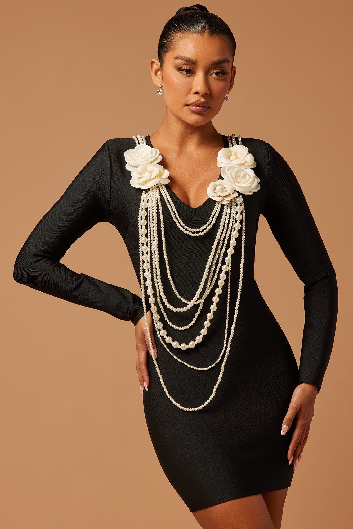 Margot Pearl Bandage Mini Dress - Black sold by Fashion Nova product image thumbnail 2