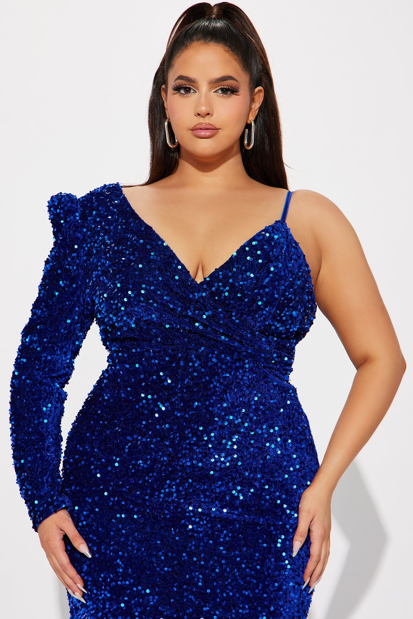 Tyra One Shoulder Sequin Gown - Royal sold by Fashion Nova product image thumbnail 5