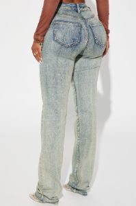 Set The Scene Stretch Stacked Straight Leg Jeans - Vintage Wash sold by Fashion Nova