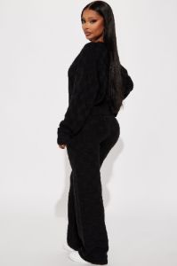 Let's Be Real Sweater Pant Set - Black sold by Fashion Nova