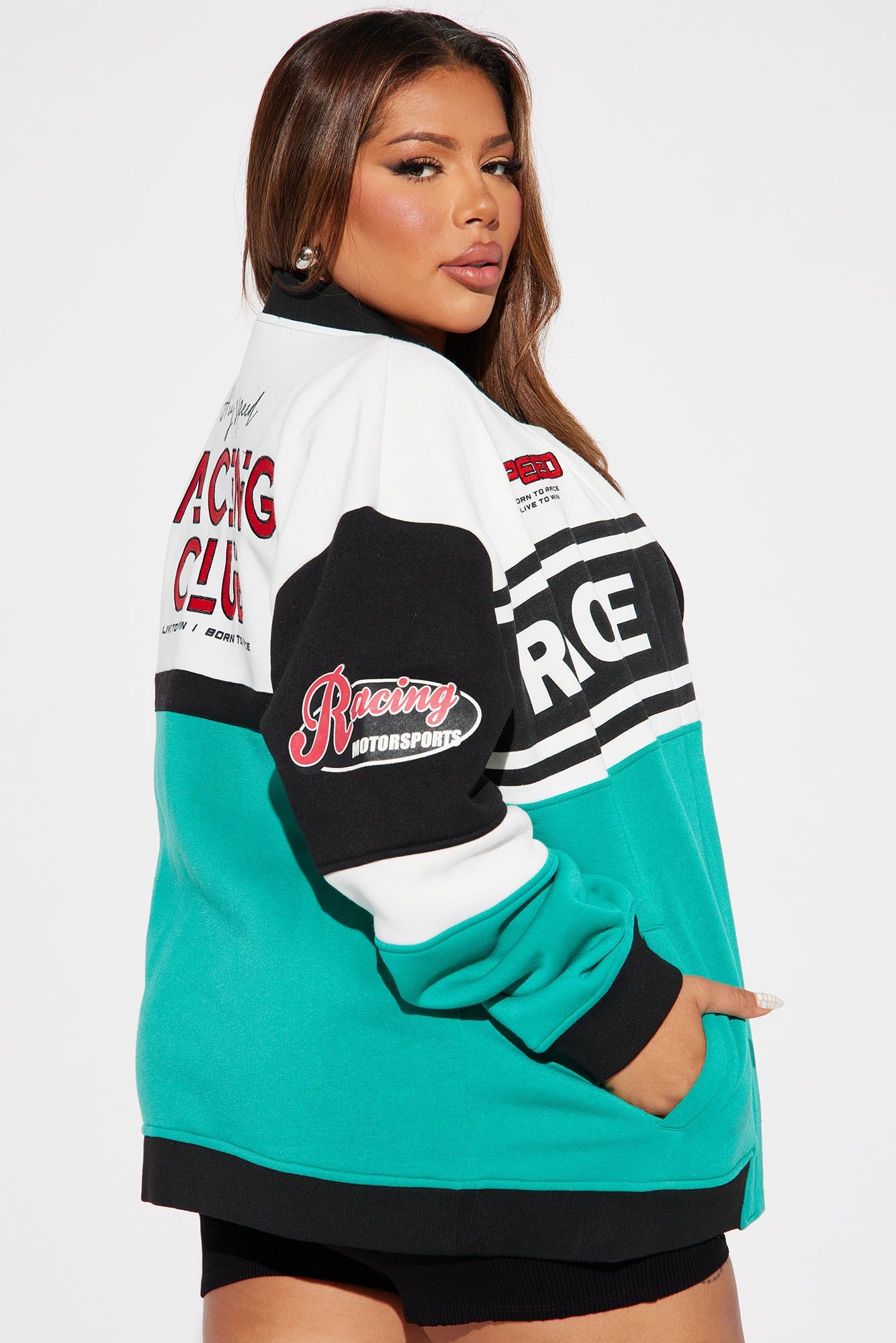 Start Your Engines Bomber Jacket - Green/combo sold by Fashion Nova product image thumbnail 10