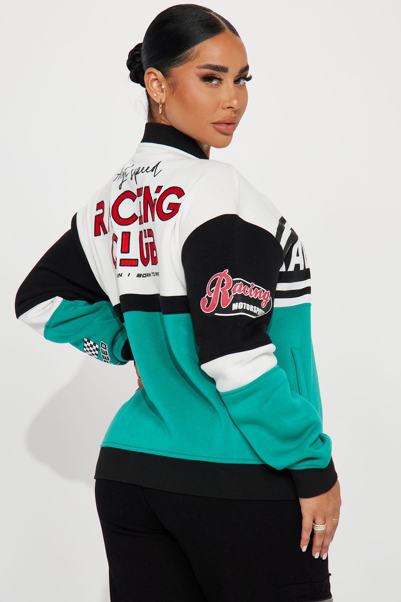 Start Your Engines Bomber Jacket - Green/combo sold by Fashion Nova product image thumbnail 6